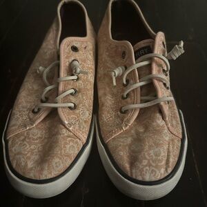 Sperry Peach Floral Canvas Sneakers